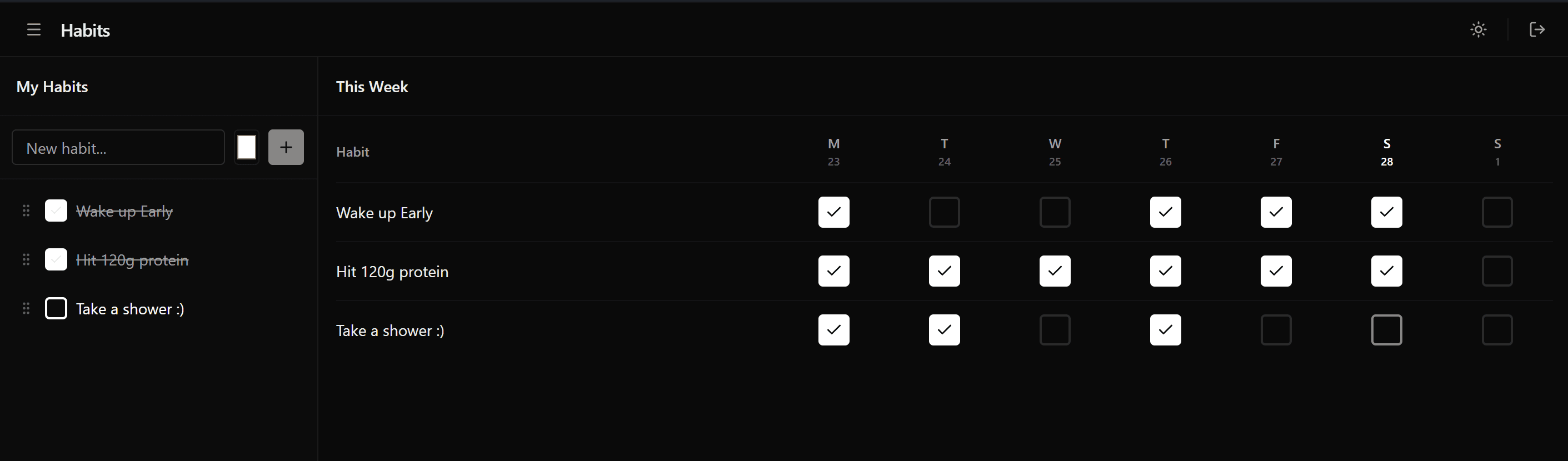 Habits setup preview